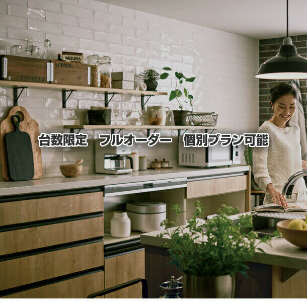 カップボード リクシル【フルオーダー】アレスタ キッチン収納 カップボード 255 【仕様変更可能】食器棚 ロータイプ カウンター LIXIL 保証付 4段引出W90×2＋家電収納W75 ゴミ箱【グループ3扉】