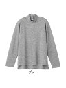 レディース 後ろ長め薄起毛シャーリング衿Tシャツ 【CF】