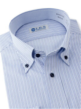 ワイシャツ メンズ Yシャツ カッターシャツ 長袖 形態安定 制電加工 ブルー 通年 綿混 スタンダード ボタンダウン I.B.S アイビーエス メンズファッション スーツのはるやま