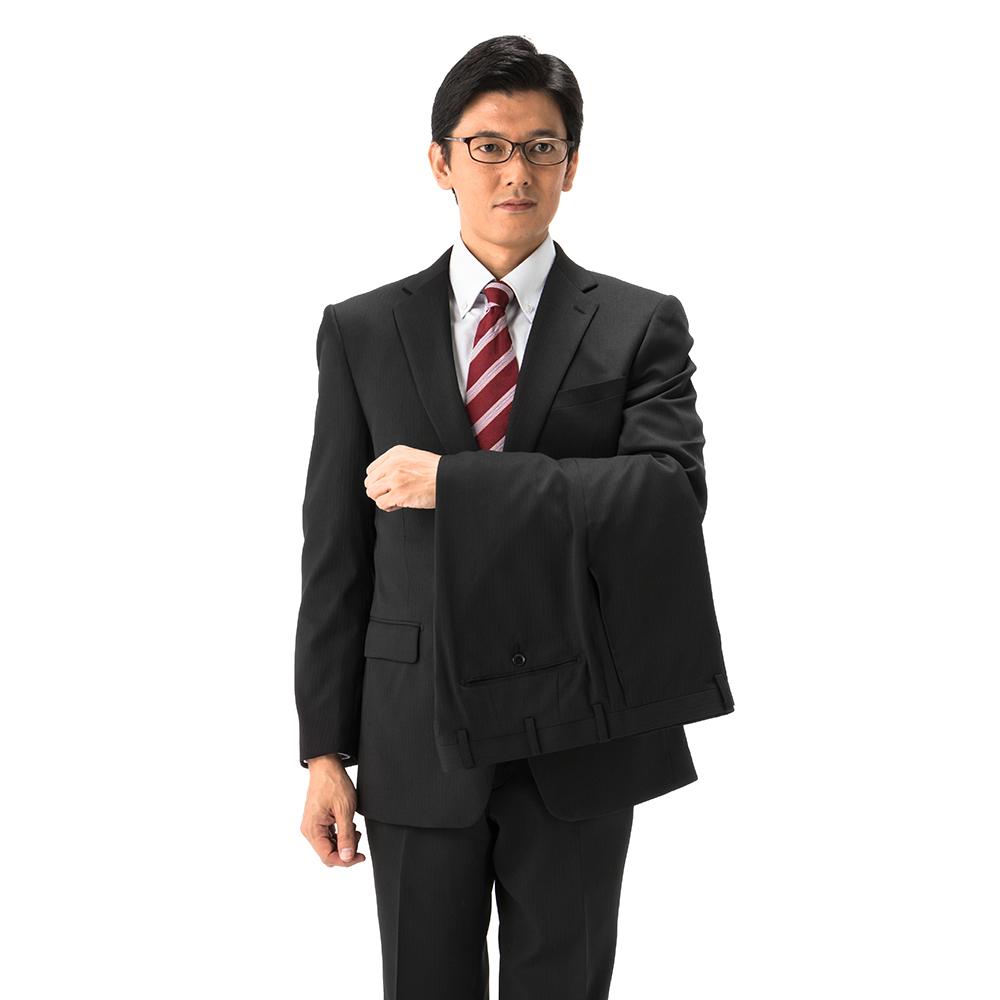メンズ スーツ シングル ツーパンツ 2つボタンツーパンツスーツ 2ピース 2つボタン スリム PinkyWolman 秋冬 ブラック ストライプ パンツ洗濯可 ブランドスーツ 防シワ ツーパンツ