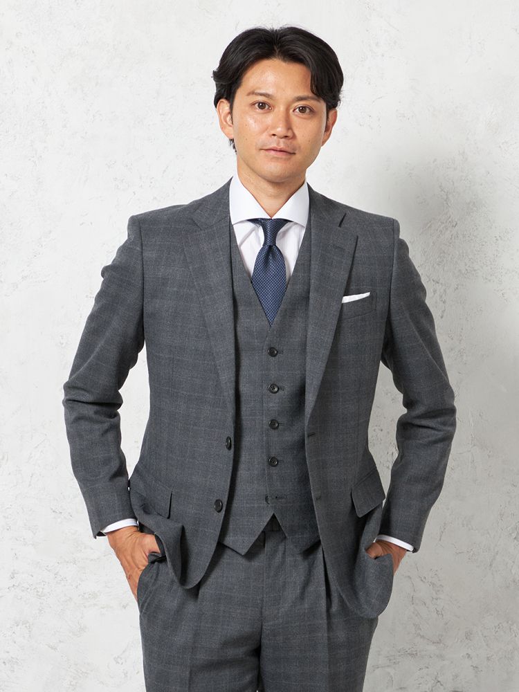 【10%OFFクーポン：11月20日20時～30日23:59まで】メンズスーツ【ビジネスウェア専門店の品質】2釦3P リッケンバッカー3P軽量ミルド上下ウォッシャブル M．グレー A4 A5 A6 A7 AB4 AB5 AB6 AB7 Y4 Y5 Y6 Y7 BB4 BB5 BB6 BB7 ウール ポリエステル 秋冬 送料無料
