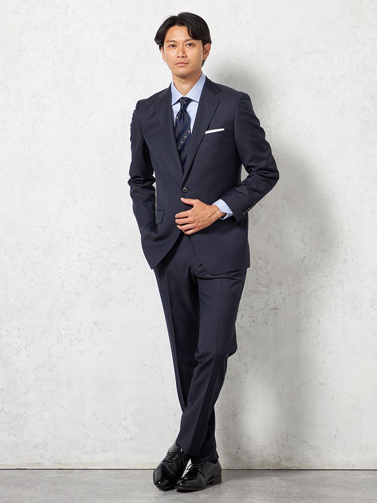 メンズスーツ【ビジネスウェア専門店の品質】2釦2P ストーベル＆メイソン2Pスーツゼニア ネービー A4 A5 A6 A7 AB4 AB5 AB6 AB7 BB4 BB5 BB6 BB7 ウール 秋冬 送料無料