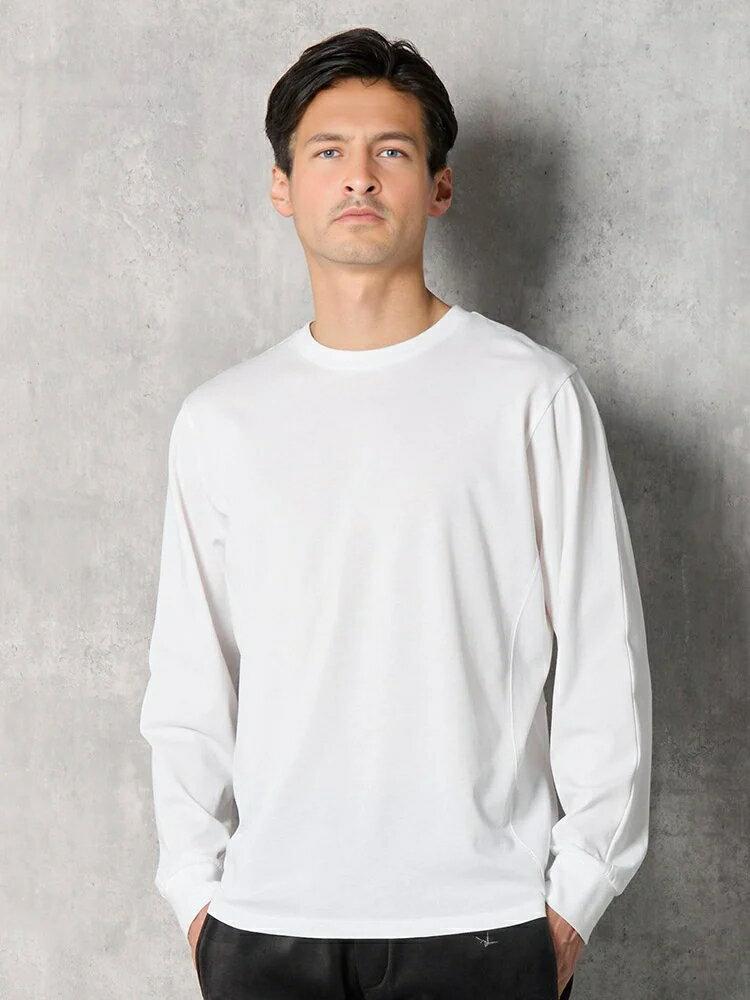 【最大15％OFFクーポン：スーパーSALE限定】メンズカジュアルインナー カット長袖クルーネッ 1PIU1UGUALE3 RELAX BACK LOGO LONG SLEEVE ホワイト M L LL 綿 通年
