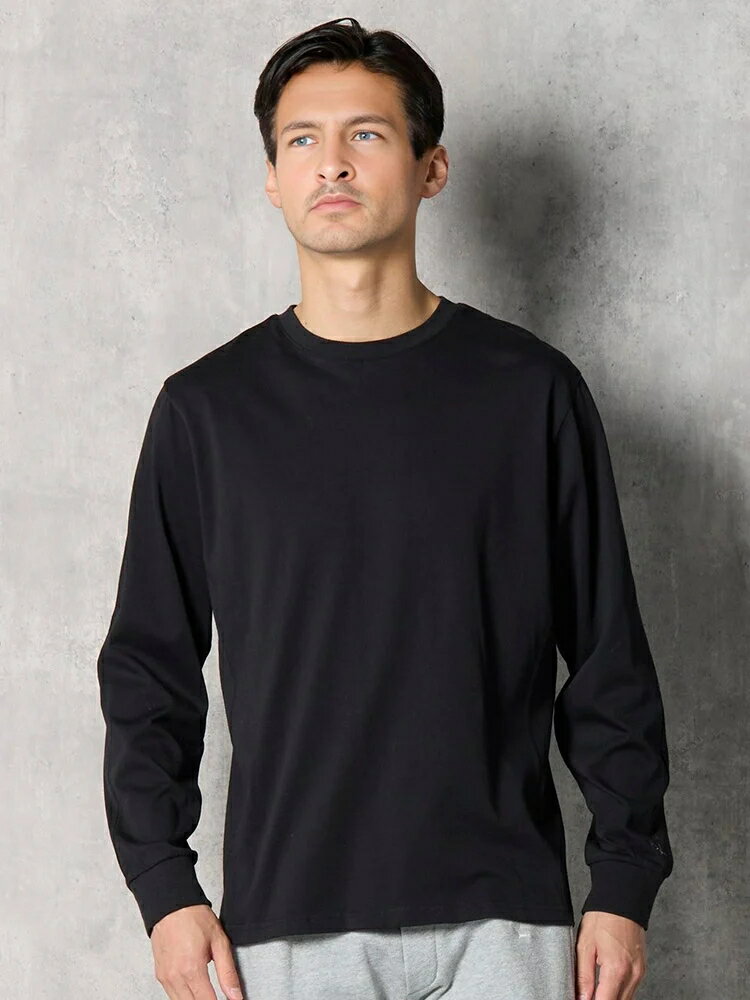 【最大15％OFFクーポン：スーパーSALE限定】メンズカジュアルインナー カット長袖クルーネッ 1PIU1UGUALE3 RELAX BACK LOGO LONG SLEEVE ブラック M L LL 綿 通年