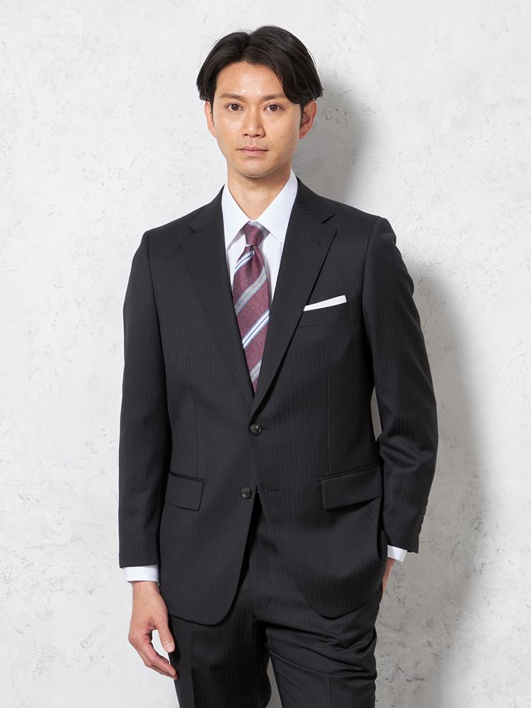 メンズスーツ【ビジネスウェア専門店の品質】【夏のビジネスに】 2釦2P ストーベル&メイソン 2Pスーツ 尾州生地 ブラック AB4 AB5 AB6 AB7 BB4 BB5 BB6 BB7 ウール ポリエステル 春夏 送料無料