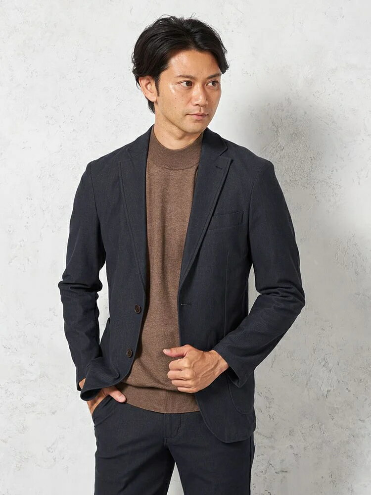 メンズカジュアルアウター ジャケット EDWIN デニスラ ジャケット ネイビー S M L LL 綿 ポリエステル ポリウレタン 通年