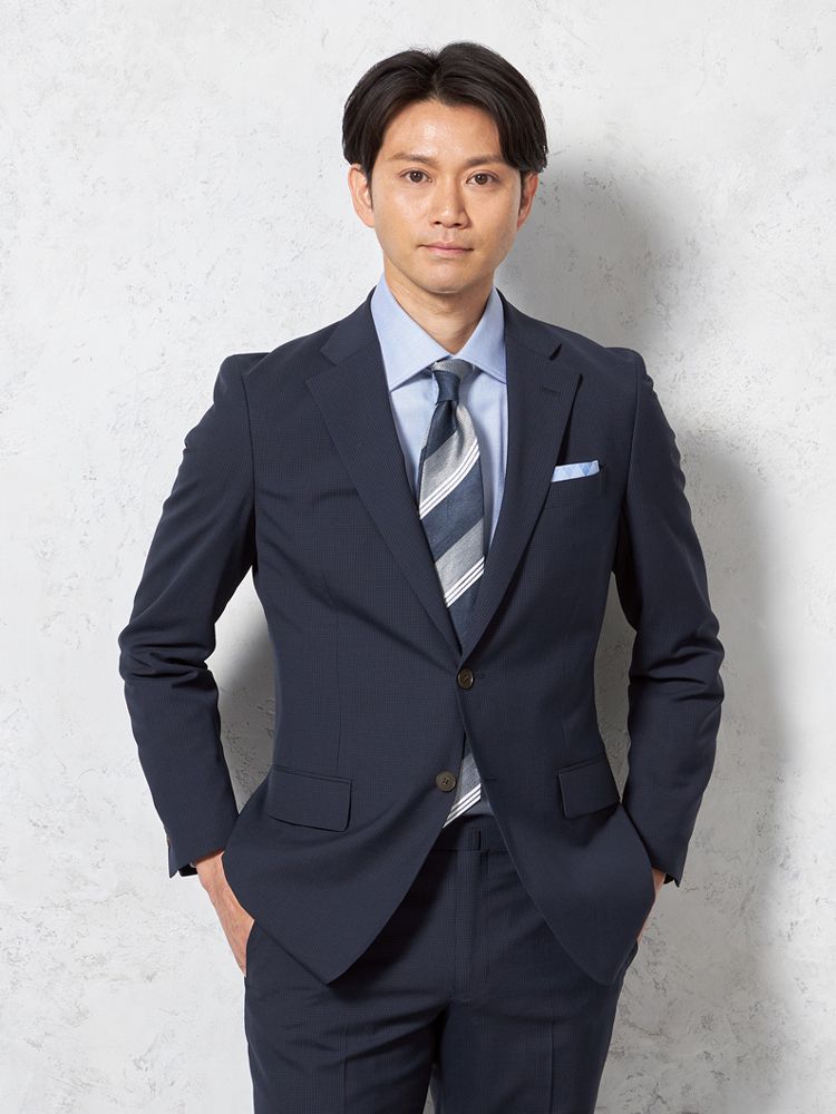 メンズスーツ【ビジネスウェア専門店の品質】【夏のビジネスに】 2釦2P リッケンバッカー 2P 超軽量 上下ウォッシャブル ネイビー A4 A5 A6 A7 AB4 AB5 AB6 AB7 BB4 BB5 BB6 BB7 ウール ポリエステル 春夏 送料無料