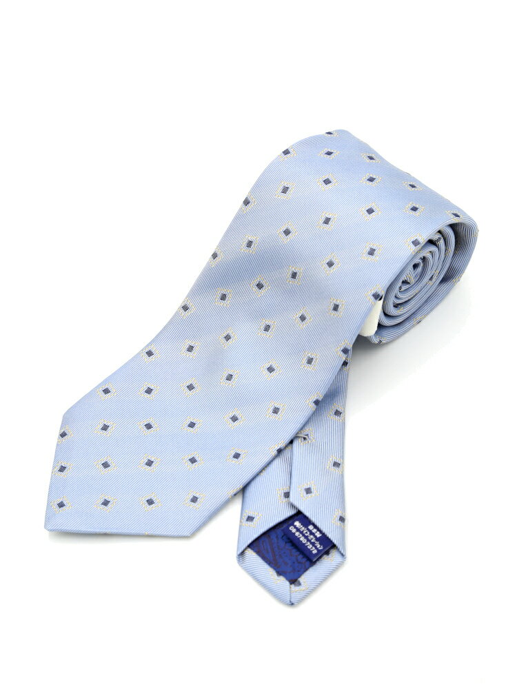 【8%OFFクーポン：11月12日~19日23:59まで】ネクタイ 日本製【ビジネスウェア専門店】 レギュラー STOVELMASON小柄 サックス フリー シルク 春夏 送料無料