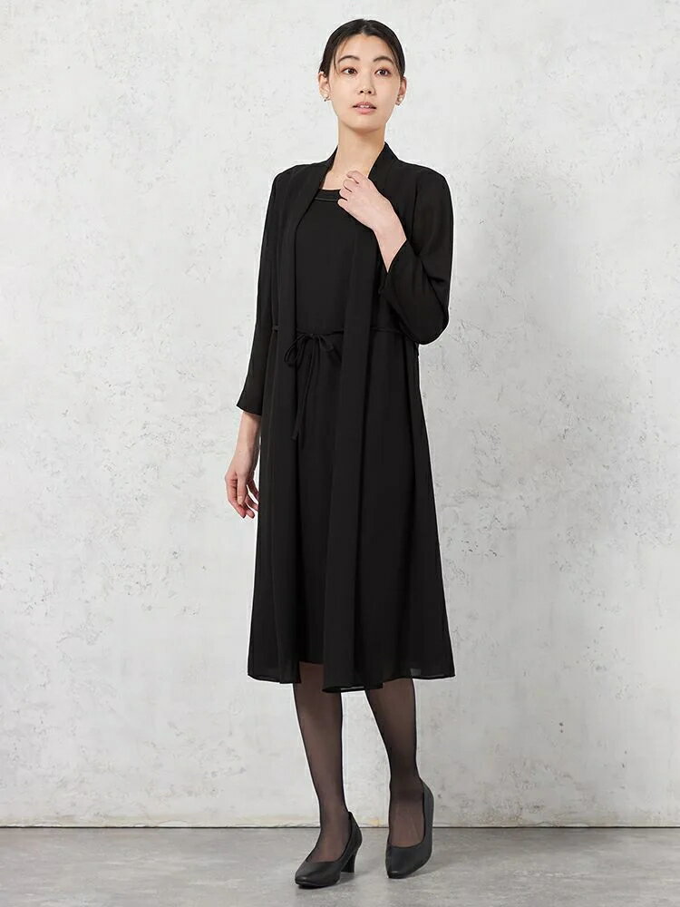 【10%OFFクーポン:11月20日20時〜30日23:59まで】レディースフォーマル その他 SOFFICE軽量フォーマルリボンベルト付きトッパーOP ブラッ...