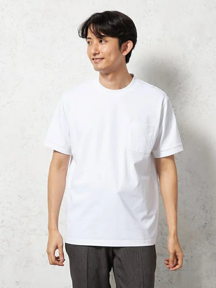 【10%OFFクーポン:11月20日20時〜30日23:59まで】メンズカジュアルインナー ニット半袖その他 TOKYORUNスロープネック半袖Tシャツ ホワイ...