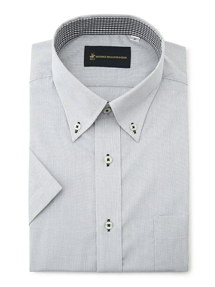 【10%OFFクーポン：11月20日20時～30日23:59まで】メンズ半袖Yシャツ 半袖ボタンダウン BHPCCVCグレードビーBD別布 L．グレー S M L LL 3L 綿 ポリエステル 春夏