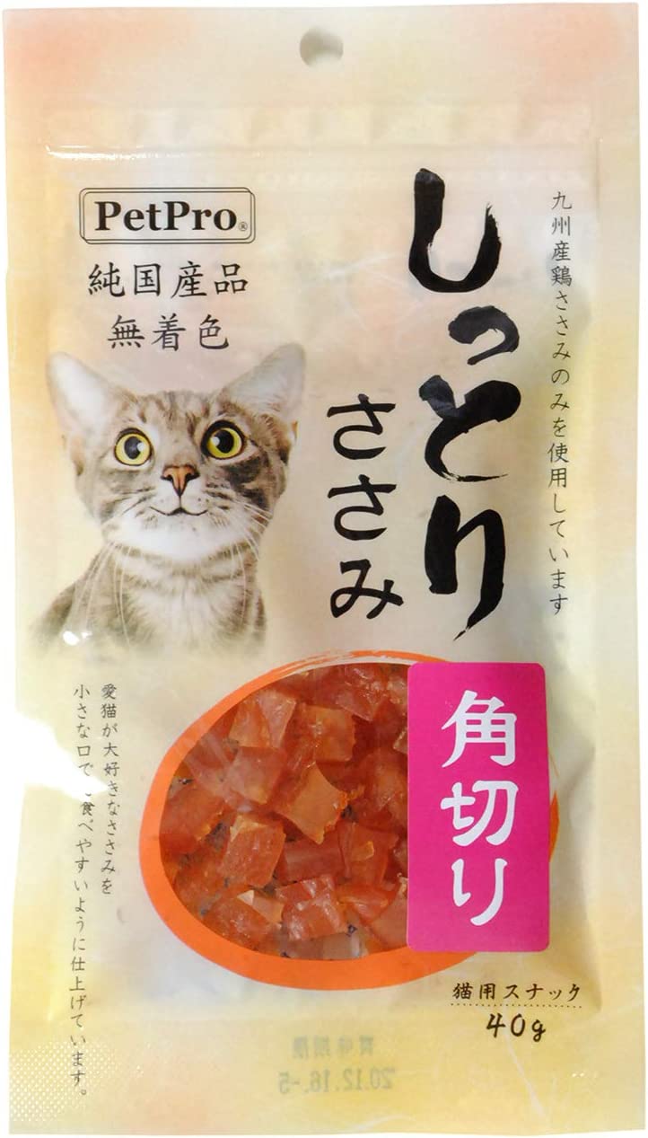 ペットプロ 純国産しっとりささみ 角切り 40g ペットフード キャットフード 猫用おやつ