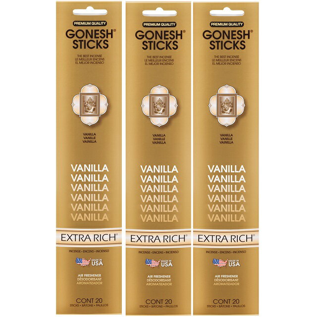 ★ネコポス送料無料★ GONESH INCENSE STICK VANILLA 3PCS/ ガーネッシュ インセンス スティック バニラ 3個セット / Room Fragrance お香