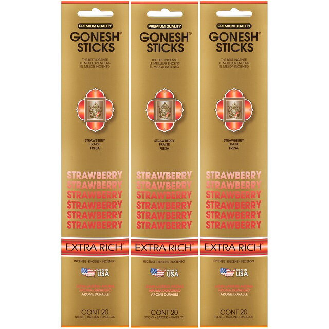 ★ネコポス送料無料★ GONESH INCENSE STICK STRAWBERRY 3PCS / ガーネッシュ インセンス スティック ストロベリー 3個セット / Room Fragrance お香