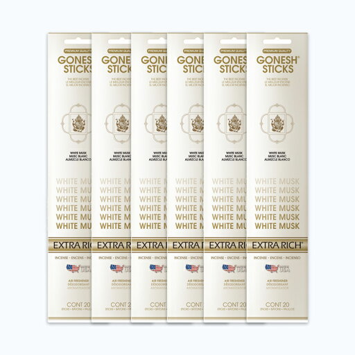 ★ネコポス無料★ GONESH INCENSE STICK WHITE MUSK 6PCS / ガーネッシュ インセンス スティック ホワイトムスク 6個セット(120本) / Room Fragrance お香 ★ネコポス無料★ GONESH INCENSE STICK WHITE MUSK 6PCS / ガーネッシュ インセンス スティック ホワイトムスク 6個セット(120本) / Room Fragrance お香