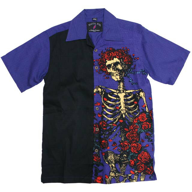 GRATEFUL DEAD SKULL & ROSE PANEL CAMP SHIRT / グレイトフルデッド スカル アンド ローズ パネル キャンプ シャツ / ロック バンド