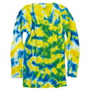 【 TIE-DYE THERMAL YELLOW & BLUE LONG SLEEVE TEE 】【 タイダイ サーマル イエロー&ブルー 】インナー 保温 ア...