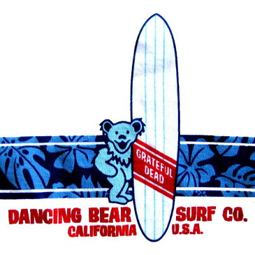 【SURF BEARS】グレイトフルデッド ハイビスカス ストライプ ホワイト ブルー Tシャツ/オフィシャル【デッドベアー サーフ サーファー サーフィン ロックT バンドT】HIBISCUS STRIPE T-SHIRTS WHITE/BULE【GRATEFUL DEAD】【TOPS】【SS83WBL】