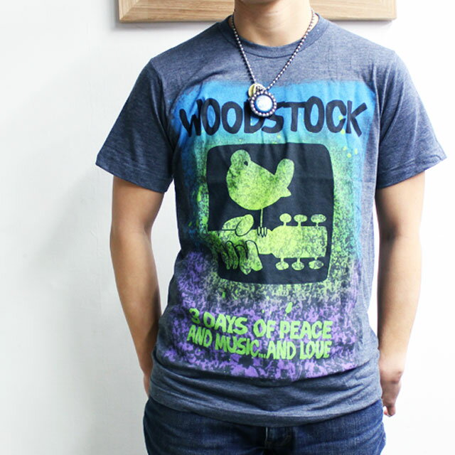 WOODSTOCK MUSIC & LOVE DARK BULE T / ウッドストック ミュージック＆ラブ ダーク ブルー Tシャツ / 音楽 フェス