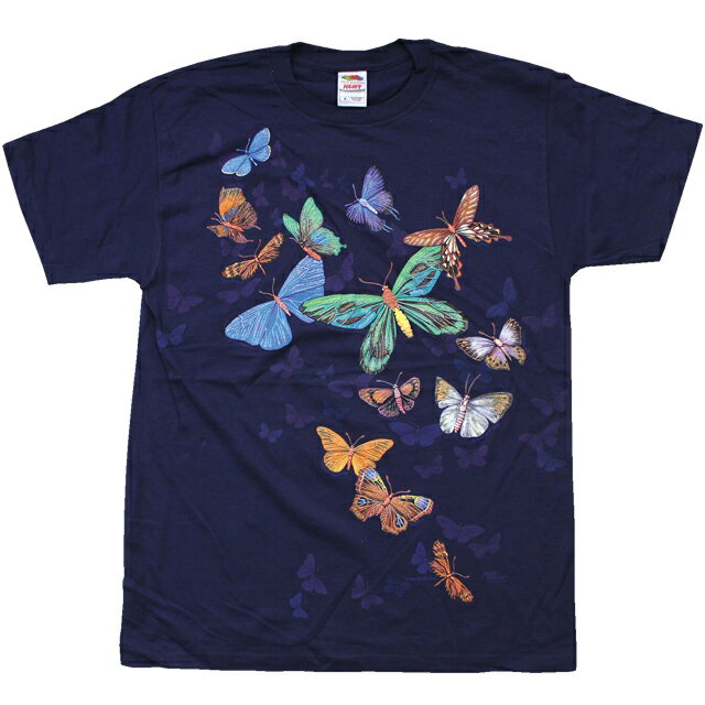 楽天HARVEST MARKET【 UNIQUE TEE 】【 EXOTIC BUTTERFLIES T-SHIRTS 】【 ルックアンドタッチ バタフライTシャツ 】 / ユニーク 蝶々 虫 アニマル 生き物 LOOK & TOUCH ハロウィン HALLOWEEN