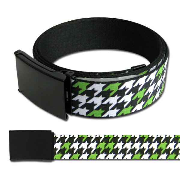 【 BUCKLE-DOWN HOUNDSTOOTH BK/WH/NG WEBBING BELT 】バックルダウン ベルト ユニセックス アメカジ