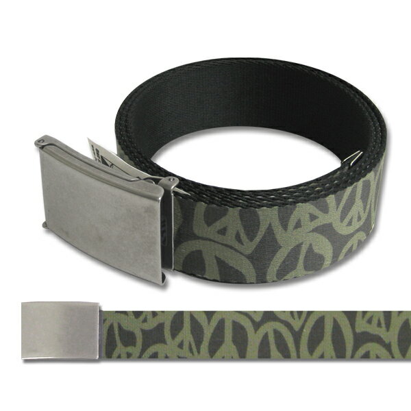 【 BUCKLE-DOWN PEACE BR/OLIVE WEBBING BELT 】バックルダウンベルト ユニセックス アメカジ