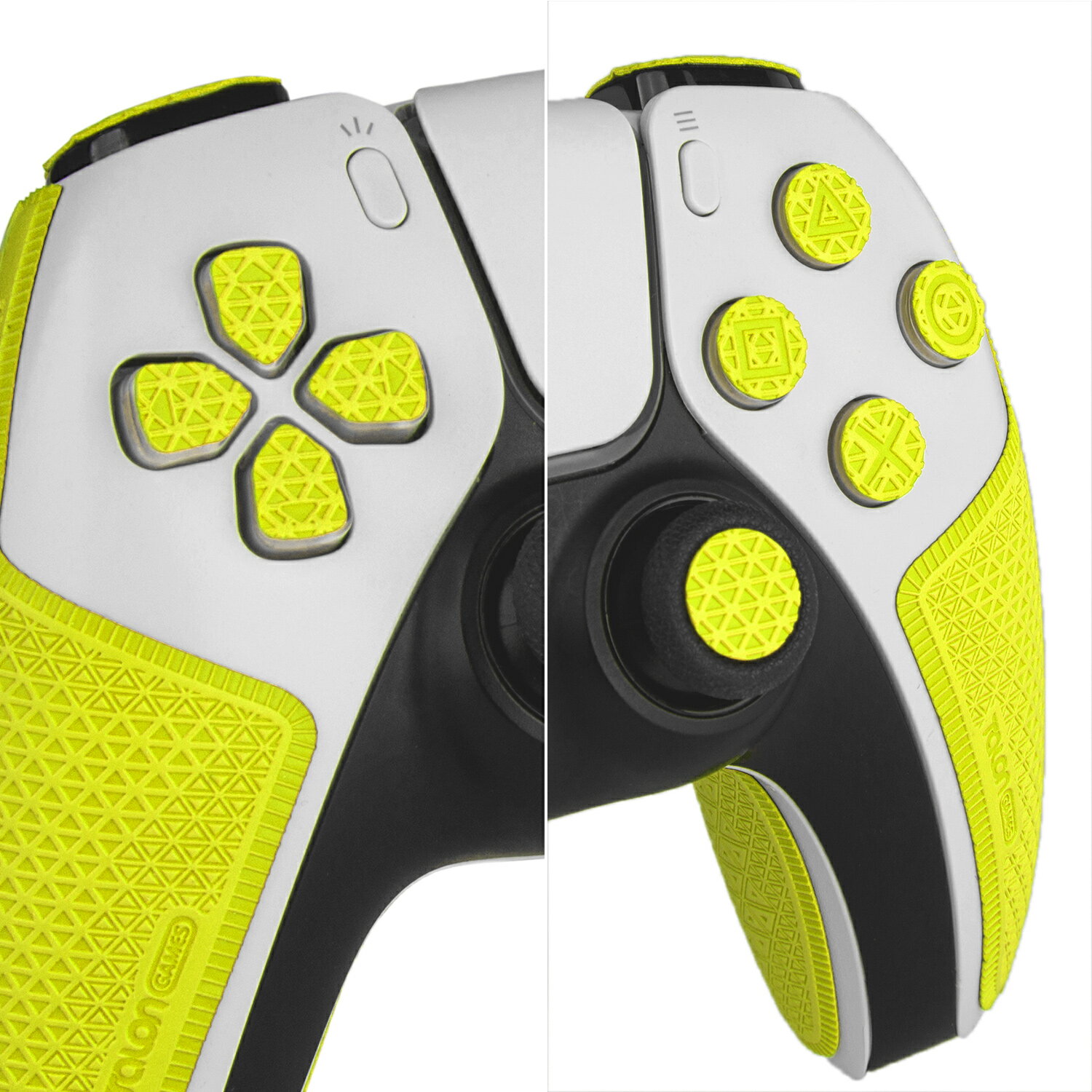 TALONGAMES PS5 コントローラーグリップ Ultraバージョン アンチスリップテープ PlayStation 5 DualSense グリップ力強化 吸汗力強化 アクションボタン図形提示 [ グリップ部分 + 十字キーパッド + ボタン + トリガー] 蛍光イエロー【 日本正規代理店保証品 】(TC52)