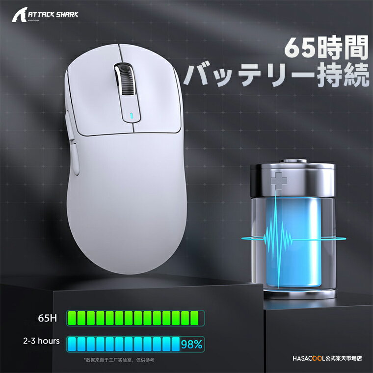 Attack Shark X3 �����ߥ󥰥ޥ��� �磻��쥹 ̵�� Ķ���� 49����� PAW3395 kailh���å� 2.4Ghz/USB-C/BlueTooth5.2 ��³ �Хåƥ꡼����65���ֻ�³ 4�������ǽ