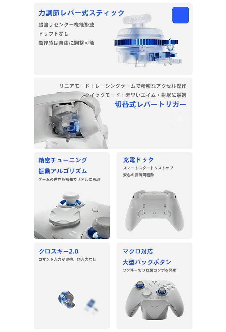HASACOOL楽天市場店のFLYDIGI Direwolf 4 ワイヤレス Switchコントローラー Nintendo Switch PC Windows Android iOS用 Bluetooth PC ゲームコントローラー カスタマイズ 6軸ジャイロ/振動/ターボ/ウェイクアップ機能付き ホール効果 トリガー PC用ゲームパッド｜アングル2