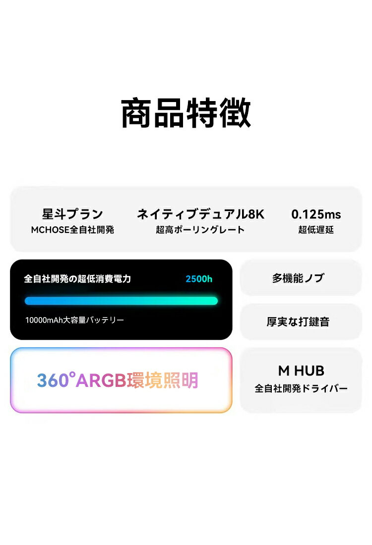 MCHOSE K99 V3 ゲーミングキーボード ガスケットメカニカルキーボード ワイヤレス 99キー トライモード接続 Bluetooth5.0 / 2.4Ghz / Type-C ケーブル ホットスワップ対応 6層パッド付き 10000mAhバッテリー PCB RGBバックライト リニアスイッチ 琉光アイスクリーム軸 - Image 2