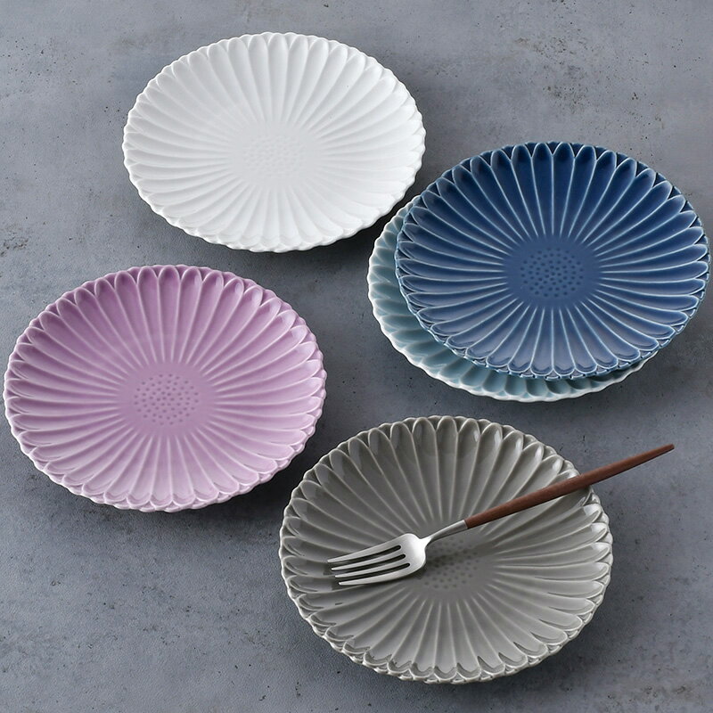 マリーゴールド17cmプレートM【波佐見焼き】パープル・グレー・ホワイト・青白・デニム5色