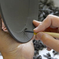 手彫り青しのぎ24cmリム皿【波佐見焼き】石丸陶芸ミニョン利左エ門窯人気窯元蒼鎬ギフト無料ラッピングブルー彫唐津手彫り