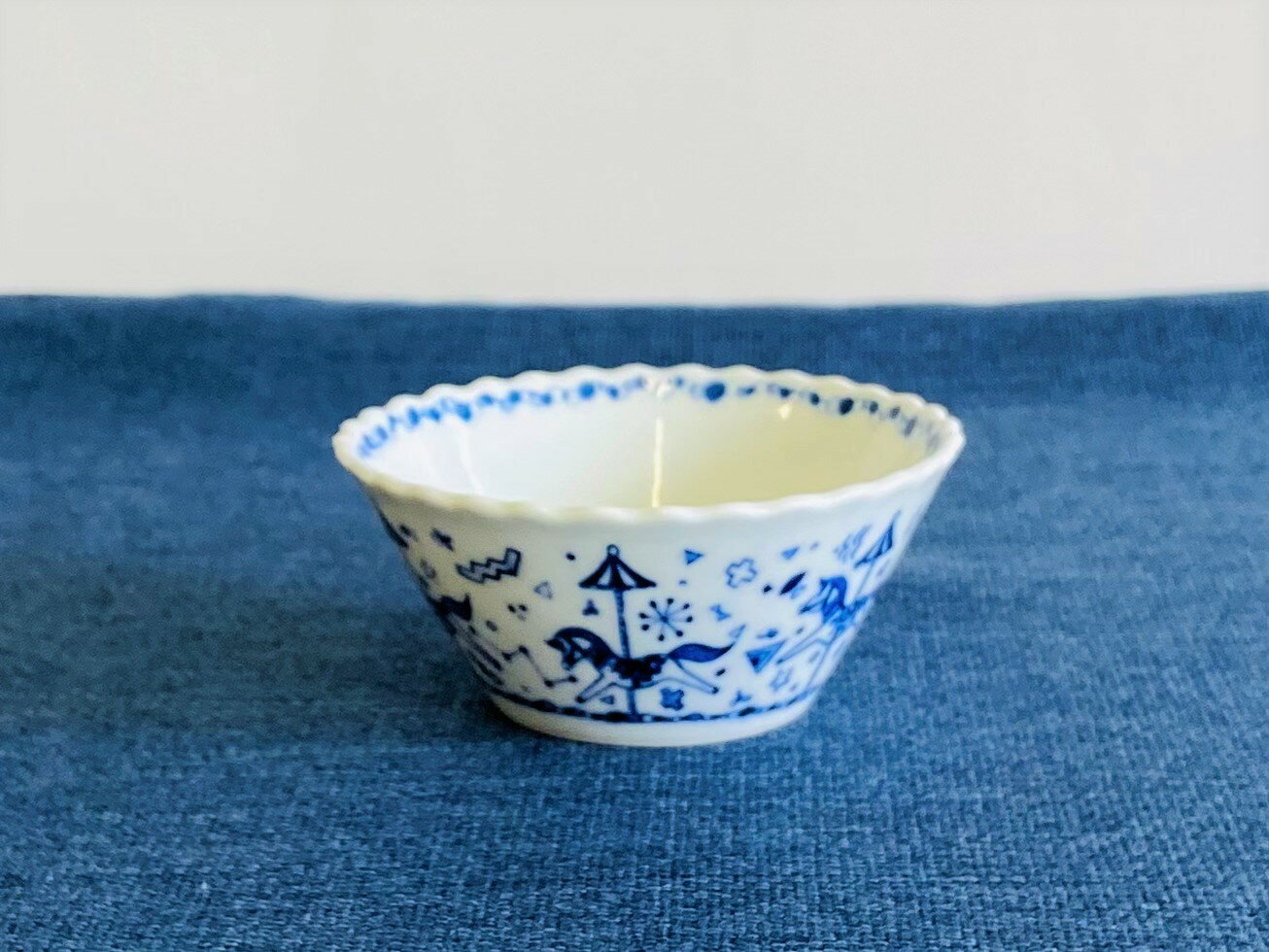 波佐見焼 食器 和山｜ メリーゴーランド （シルバーなし）　ボウル 小 WAZAN Φ9.2cm×H4cm おしゃれ かわいい こども食器のサムネイル