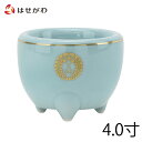 【P5倍!5/10と5/11限定】 仏壇 香炉 仏具 香炉 線香立て 線香 浄土真宗【香炉 青磁 西用(宗紋入)4.0(幅13cm)】お仏壇のはせがわ