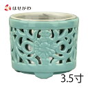 仏具 香炉 真宗大谷派(お東)透かし 土香炉【土香炉 透し 銀色落し付 3.5 (幅10.7cm)】お仏壇のはせがわ