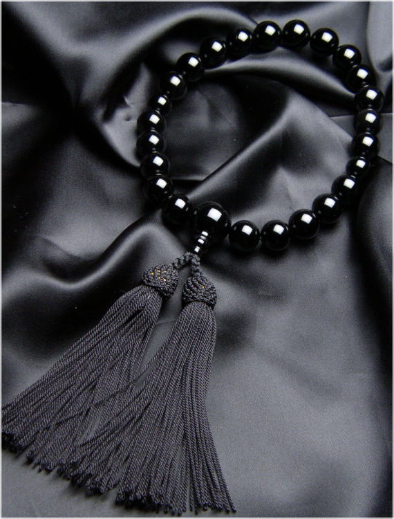 【1年保証】数珠・念珠（男性用）黒オニキス22玉共仕立 正絹 頭房（黒）