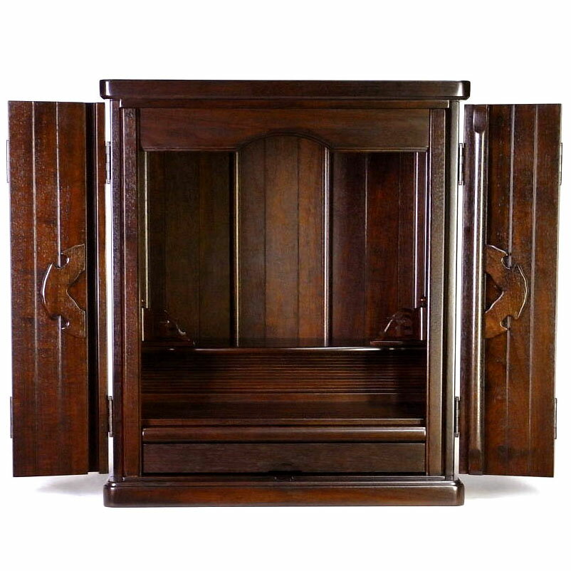 仏壇 無垢 紫檀系 上置き小型仏壇 ミニ仏壇 かりん16号 紫檀系 総無垢材 モダン仏壇 上置 お仏壇