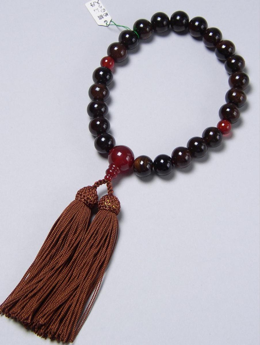 数珠男性用数珠木珠縞黒檀22玉メノ...