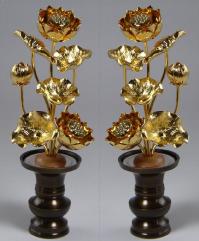 仏具用品 小常花 【真鍮製】 金色 5号7本立(1対) ※花立 別売 送料無料 仏具用品 小常花 【真鍮製】 金色 5号7本立(1対) ※花立 別売 送料無料