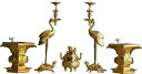 仏具 5点セット 本山彫 角型五具足(金メッキ)4.5号 送料無料