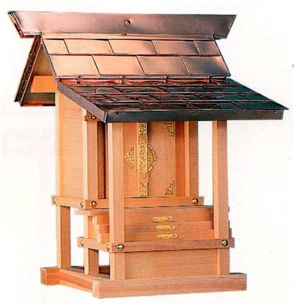 外宮 木製（木曽桧） 銅葺屋根 板宮 尺5寸（尺五・15号） 高113×幅107cm 木製外宮 家庭用 会社用（納期1〜3か月）