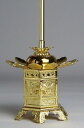 仏具用品 六角型吊 灯篭 1.5号真鍮製本金メッキ仕上(対入) LED電装ともしび3V+板金付 送料無料