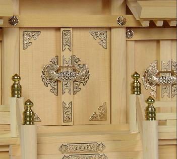 神棚 神具 低屋根違い三社（中 高さ36） 木曽桧 国産 日本製 送料無料