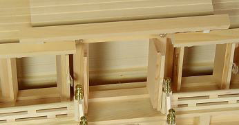 神棚 神具 低屋根違い三社（中 高さ36） 木曽桧 国産 日本製 送料無料