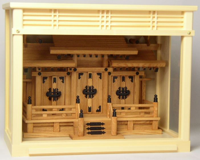 神棚 新ケヤキ神棚 ケース入三社 送料無料