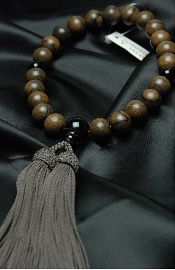 数珠男性用数珠天然木シャム柿22珠...