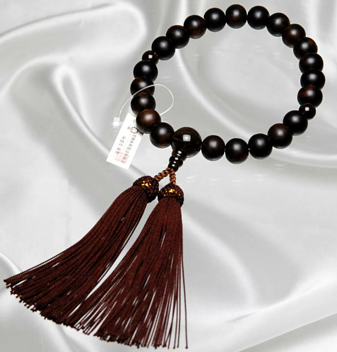 数珠念珠京念珠22玉縞黒檀茶水晶仕...