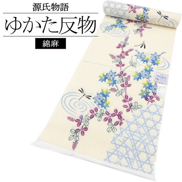 「源氏物語」浴衣反物 萩 紅葉 とん