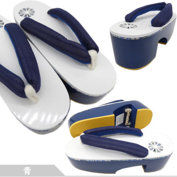 「ViVi」ゆかた下駄 菊透かし彫り 赤 青 / 桐 浴衣用 夏 和装 レディース 女性用 着物女子 夏祭り 盆踊り 花火大会