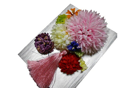 髪飾り3点セット【ピンク・赤・紫】【成人式】【結婚式】【卒業式】